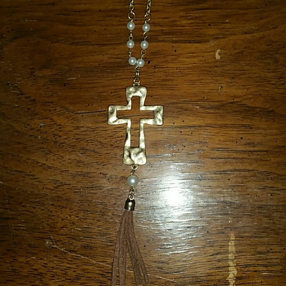 Cross necklace with matching earrings