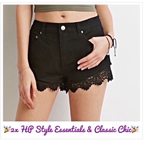Forever21 denim shorts with crochet trim, NWOT