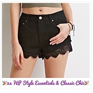 Forever21 denim shorts with crochet trim, NWOT