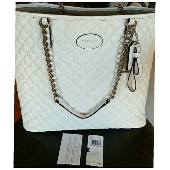 REDUCED Ivory Coach Metro Quilted Chain Tote