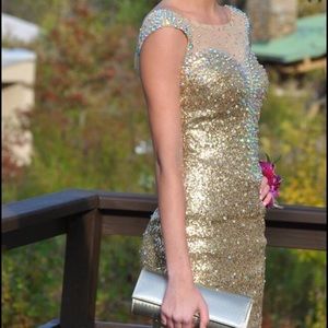 Hannah S gold sequin/beaded short dress