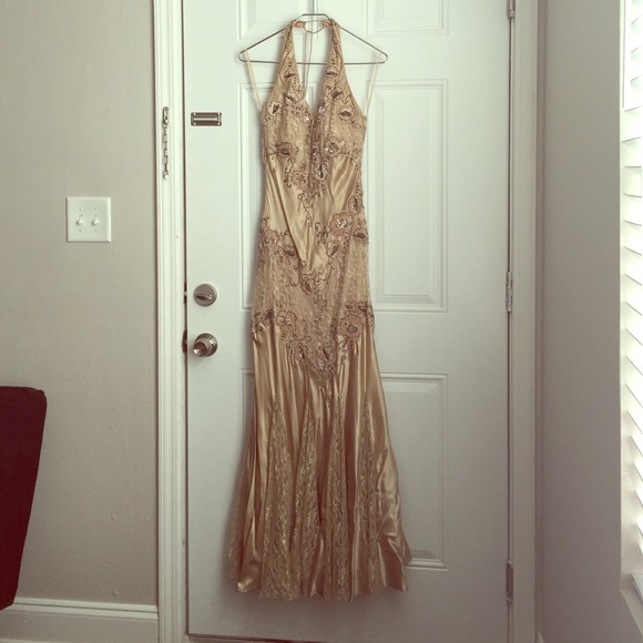 Gold Caché dress.