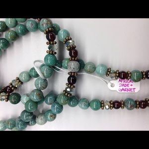 African Jade & Garnet Mala