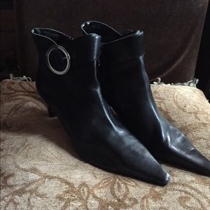 Black Lea large buckle ankle bootie