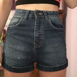 High waisted jean shorts