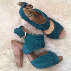 Seychelles teal sandal heels