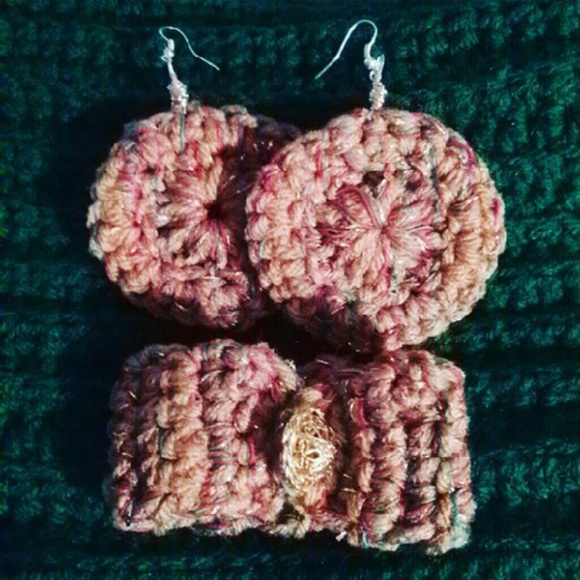 Earrings and matching cuff bracelet