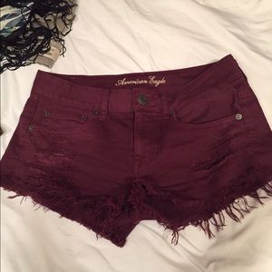 Burgundy American eagle stretch shorts