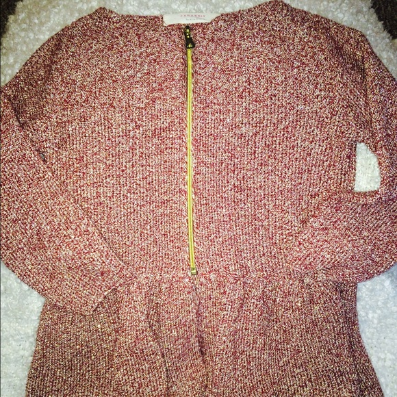Zara Knit metallic zippered peplum cardigan