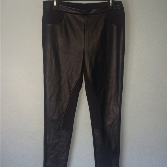 Faux leather panel leggings