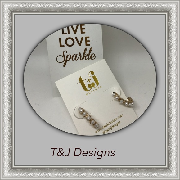 Faux Pearl Mini Hoop Earrings - Picture 1 of 5