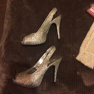 Silver high heels