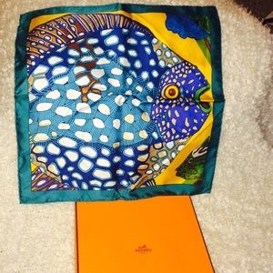 Hermes pocket square/scarf tropical print