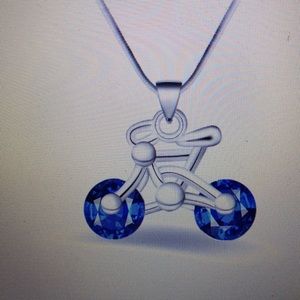 Motorcycle Necklace. .925 silver. Blue crystals