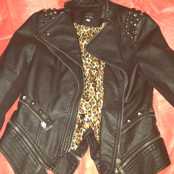 Black leather rocker jacket
