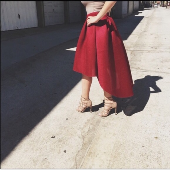 Burgundy midi skirt