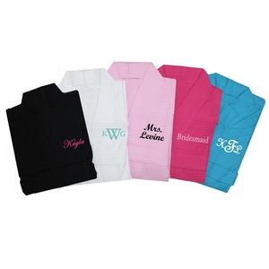 Monogrammed cotton waffle robe.Fab bridesmaid gift