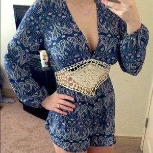 Blue Paisley Romper