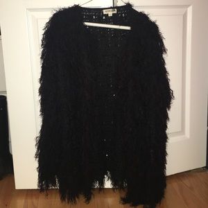 Black oversized fuzzy cardigan