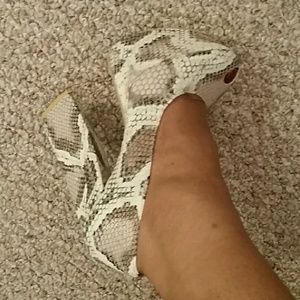Snakeskin Chunky Heels