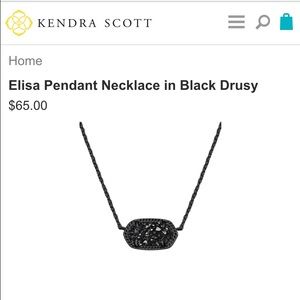 Kendra Scott Elisa Pendant Necklace in Black Drusy