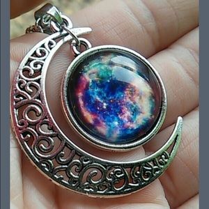 Galaxy necklace and long kimono