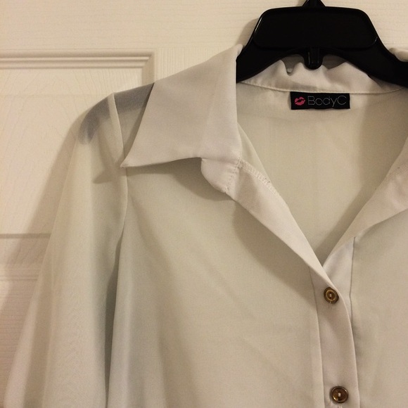 Sheer cropped button down