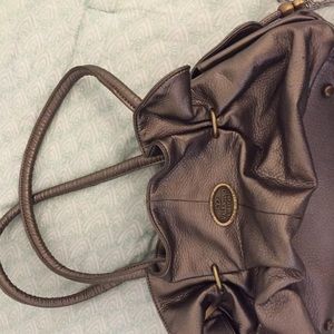 Valentino Pewter Purse with leopard interior