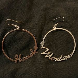 Hanna Montana signature silver hoop dangle earring