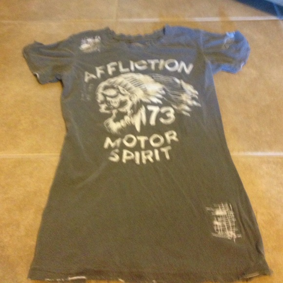Affliction short sleeve shirt in brown size medium