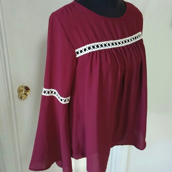 Boutique Burgundy Blouse - Picture 2 of 3