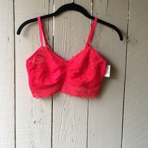 PINK red lace bralete