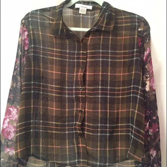 multi patterned sheer button up