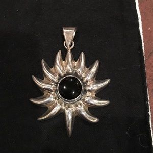 925 Sterling Silver pendant genuine black onyx