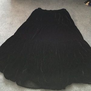 Black midi velvet gypsy skirt