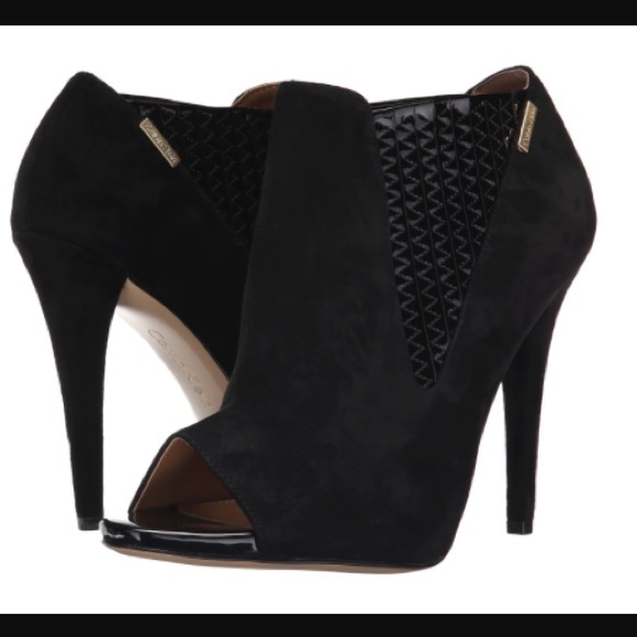 Calvin Klein Shoes - Calvin Klein size 6 booties suede peep used once