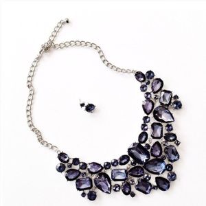 Navy Bead Necklace and Earring Set