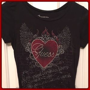 Guess Rhinestone Heart Shirt