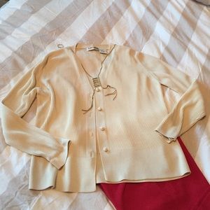 Barry Bricken Collection 100% silk ivory cardigan