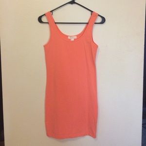 NWOT coral bodycon dress.