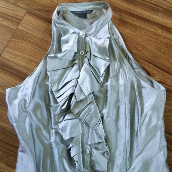 Armani Exchange silver button up blouse - Picture 2 of 4