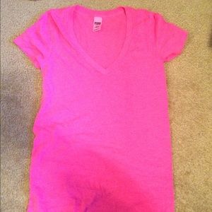 Victoria's Secret PINK neon pink v neck