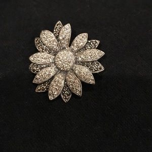 Pave cubic zirconia flower brooch