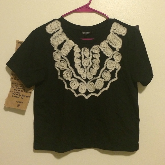 Topshop black t shirt with detail