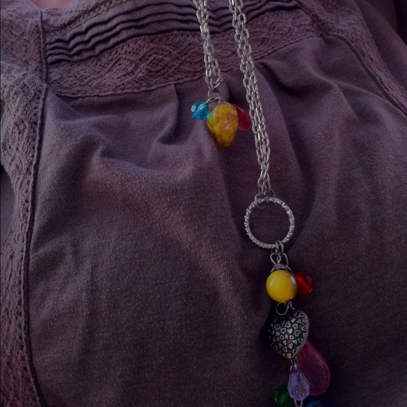 Handmade long necklace glass crystal hearts - Picture 3 of 3