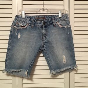 Distressed denim Bermuda shorts