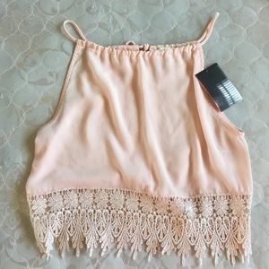 light pink crochet detailing urban outfitters top