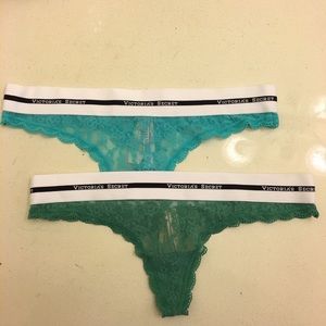 Blue and green Victoria secret thongs
