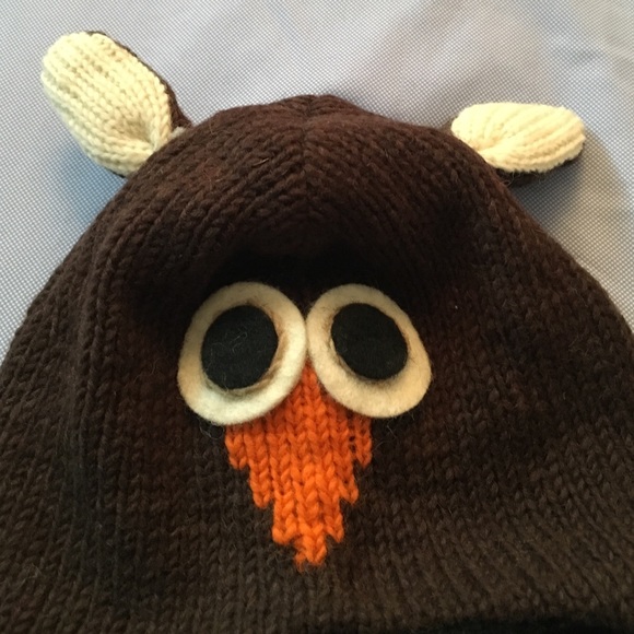 Toddler Owl wool lined hat - Picture 2 of 4