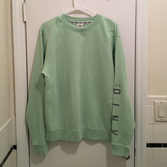 Seafoam green PINK crewneck